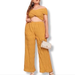 Plus Crop Top and Pant Set